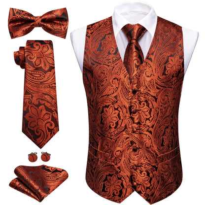 Men's Jacquard Suit Vest Set with Tie, Bow Tie, Pocket Square & Cufflinks – Wedding & Formal