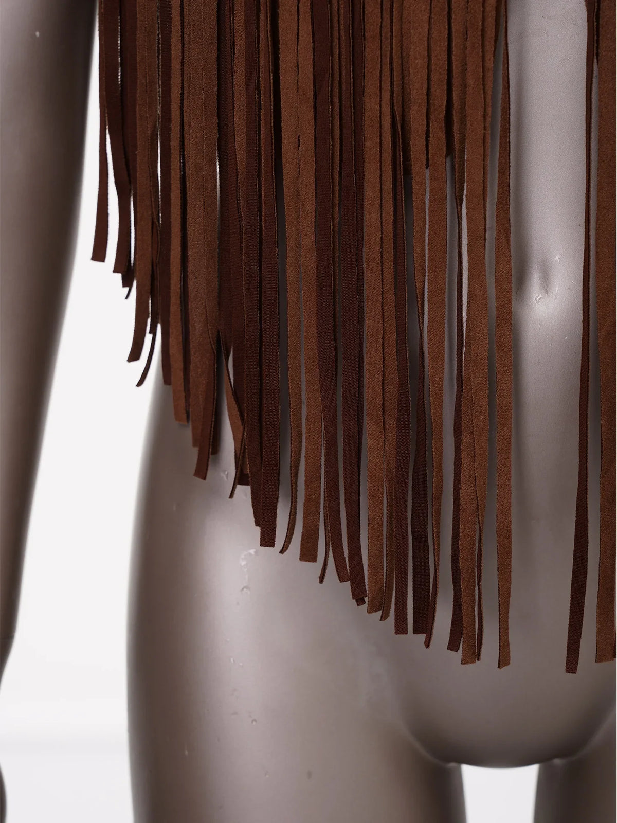 Women's Faux Suede Tassels Vest Waistcoat Western Cowgirl Hippie Costume Sleeveless Fringed Waistcoat for Halloween Party Outfit