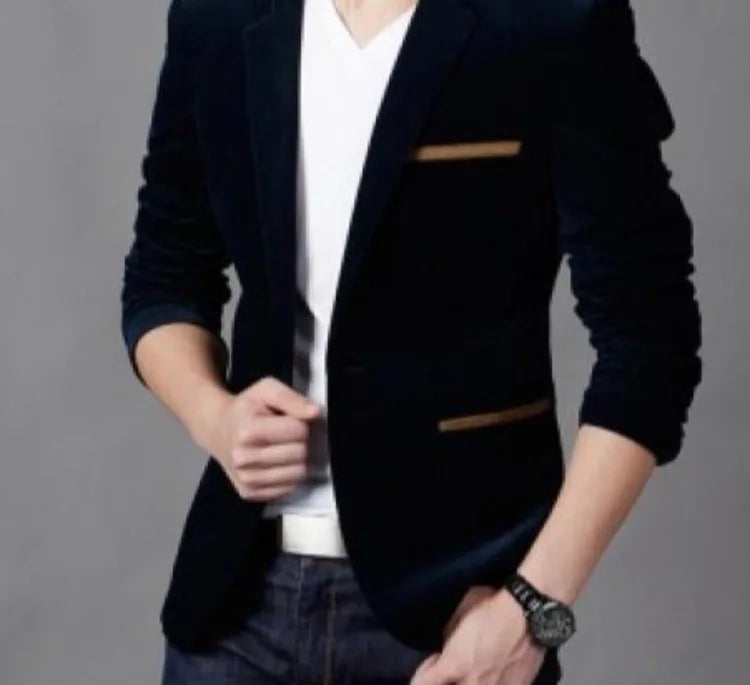 Men's Slim Fit Korean Style Blazer Autumn Winter Formal Suit Jacket Trendy Youth Business Casual Top