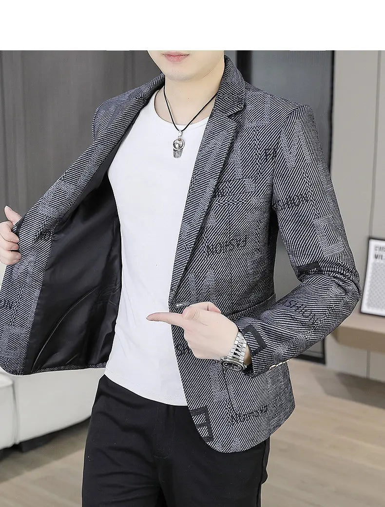 Blazer Men's Fashion Outdoor Travel Gentleman Wedding Slimming Business Versatile Trendy Casual Korean-style Formal Wear Blazer
