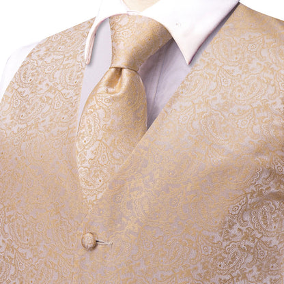 Men's Paisley Vest Set – Mint Green Formal Waistcoat with Tie, Pocket Square & Cufflinks for Weddings