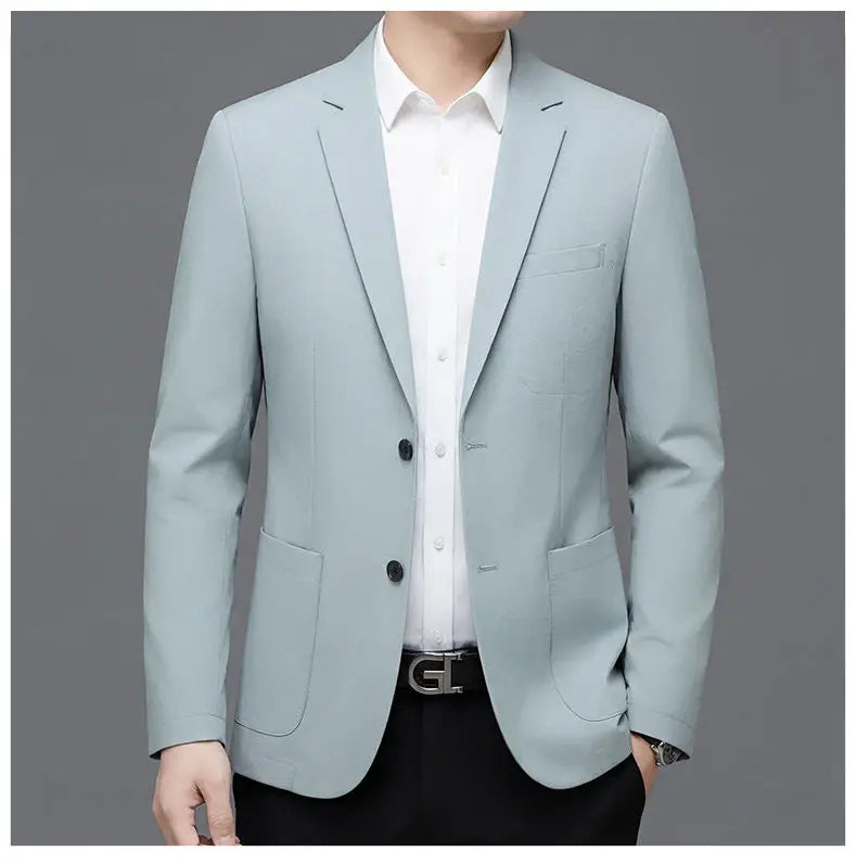 Men's Smart Casual Single-Breasted Collarless Blazer for Spring and Autumn