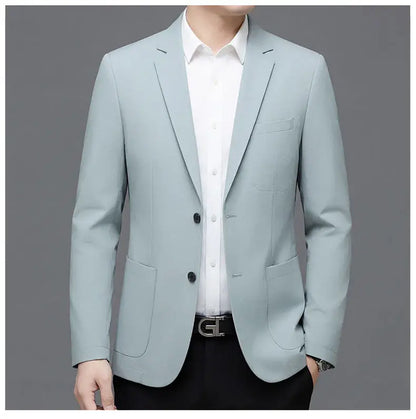 Men's Smart Casual Single-Breasted Collarless Blazer for Spring and Autumn