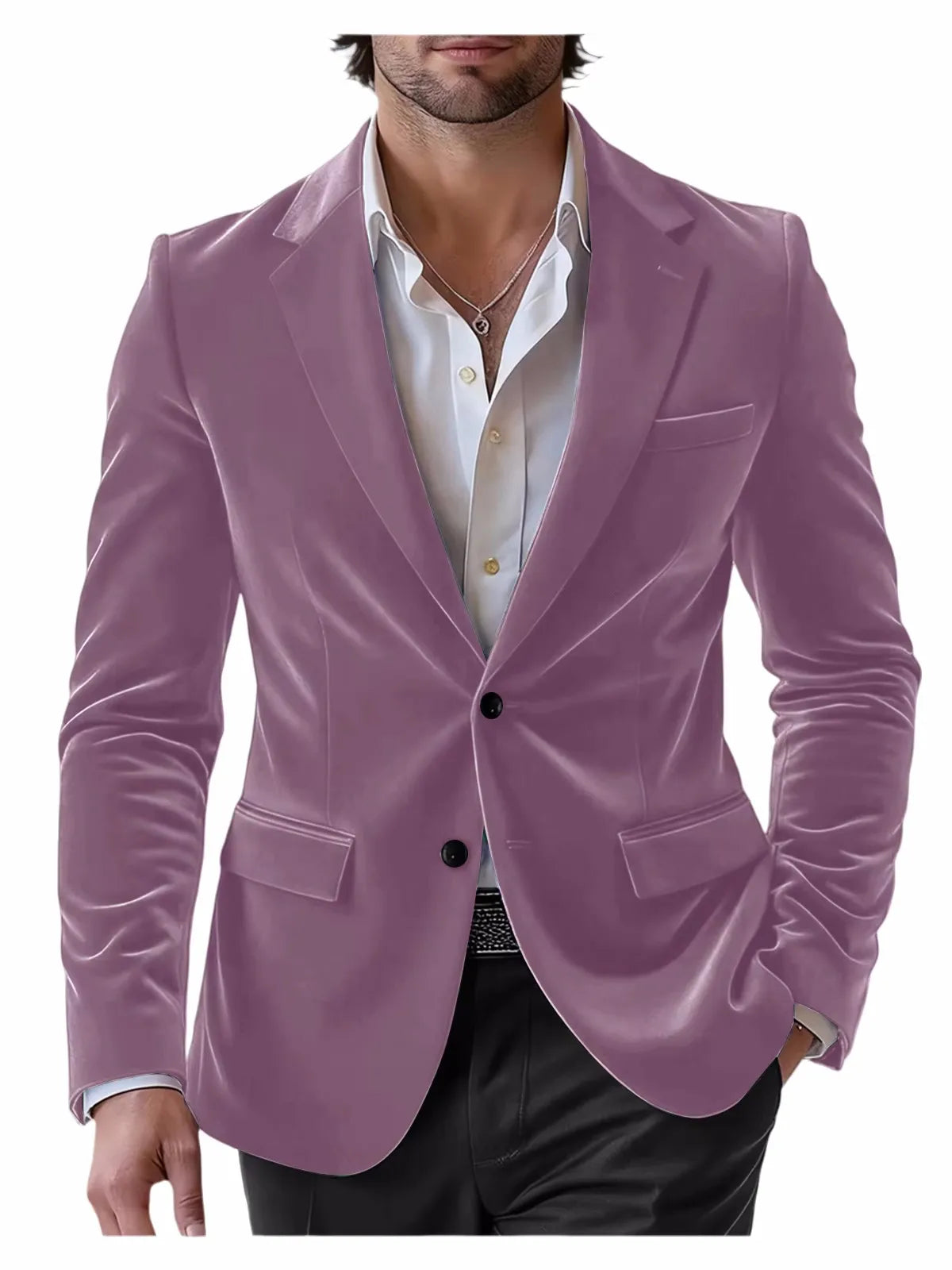 Men's Velvet Blazer Single Breasted Slim Coat Tailored Business Casual Groom's Jacket Fit Work Date Party Wedding Daily Wear