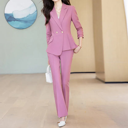 Elegant Commuter Blazer Pants Set for Woman 2 Pieces Matching Sets Autumn 2026 Office Lady Work Jacket and Trousers Suit