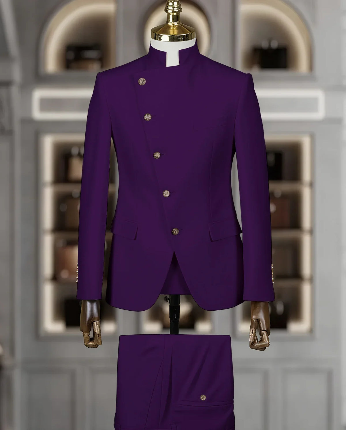 Costume Homme Cintrée 2 Pièces Uni pour Marié, Ensemble Blazer et Pantalon, Formel et Élégant, pour Fête, Bal de Fin d'Année, Banquet (Veste + Pantalon)