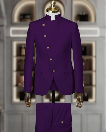 Costume Homme Cintrée 2 Pièces Uni pour Marié, Ensemble Blazer et Pantalon, Formel et Élégant, pour Fête, Bal de Fin d'Année, Banquet (Veste + Pantalon)