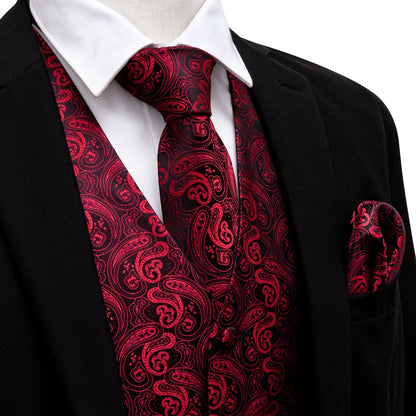 Men's Vest Paisley V-Neck Single Breasted Formal Waistcoat for Wedding Business Party