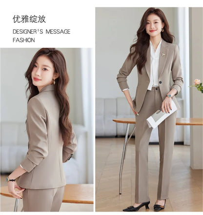 2026 Professional Womens Autumn and Winter New Two-Piece Long-Sleeved Suit + Trousers. Fashion Boutique Suit