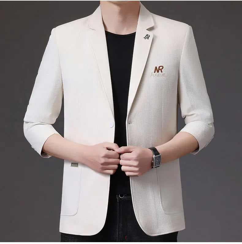 Blazer Men's Fashion Business Outdoor Travel Youth Campus Wedding Versatile Host Shaping Casual Korean Style Thin Style Blazer