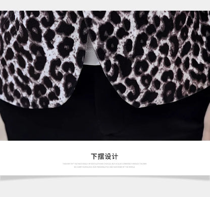 Blazer New Men's Fashion Business Gentleman Wedding British Style Banquet Leopard Print Luxe Handsome Outdoor Casual Blazer