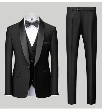 Men's Slim Fit Formal Suit Set – Blazer, Vest & Pants for Weddings & Parties