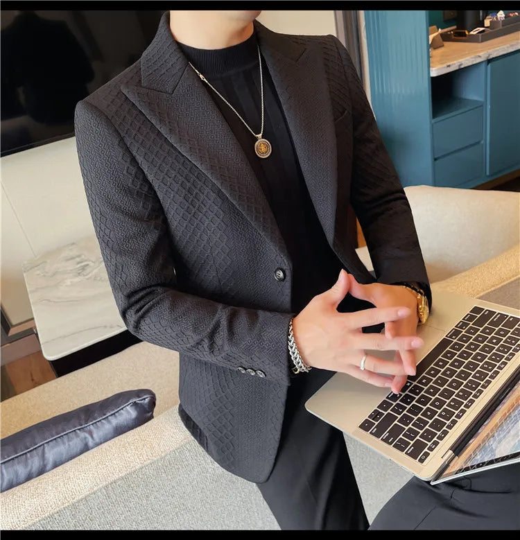 Autumn Winter Single Breasted Wedding Suit Jacket for Men Business Casual Slim Fit Blazers Banquet Party Social Suit Jackets