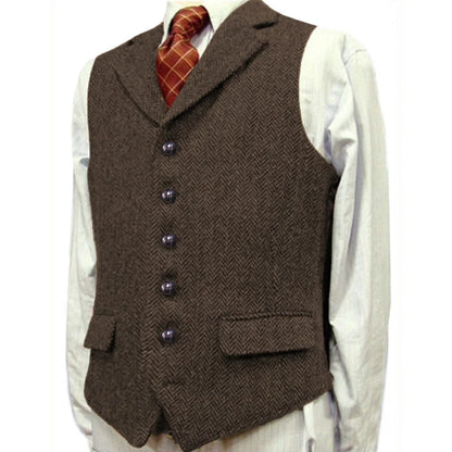 Men's Herringbone Vest – Single Breasted Waistcoat for Men | Wedding, Business & Smart Casual