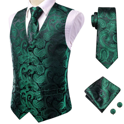 Men's Vest Suit Set – Champagne Gold Paisley Waistcoat for Weddings & Formal Events