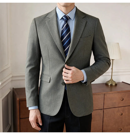 Men's Blazer Retro Texture Smart Casual Suit Lightweight Business Commuter Jacket