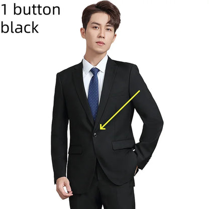 Men's Slim Fit Single Breasted Suit – Casual & Formal Two-Piece Set for Weddings & Business