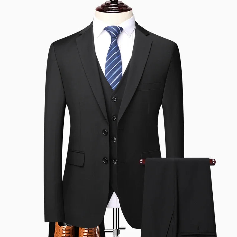 Men's 3-Piece Suit – Slim Fit Blazer Vest Pants Set for Business, Wedding & Casual Wear