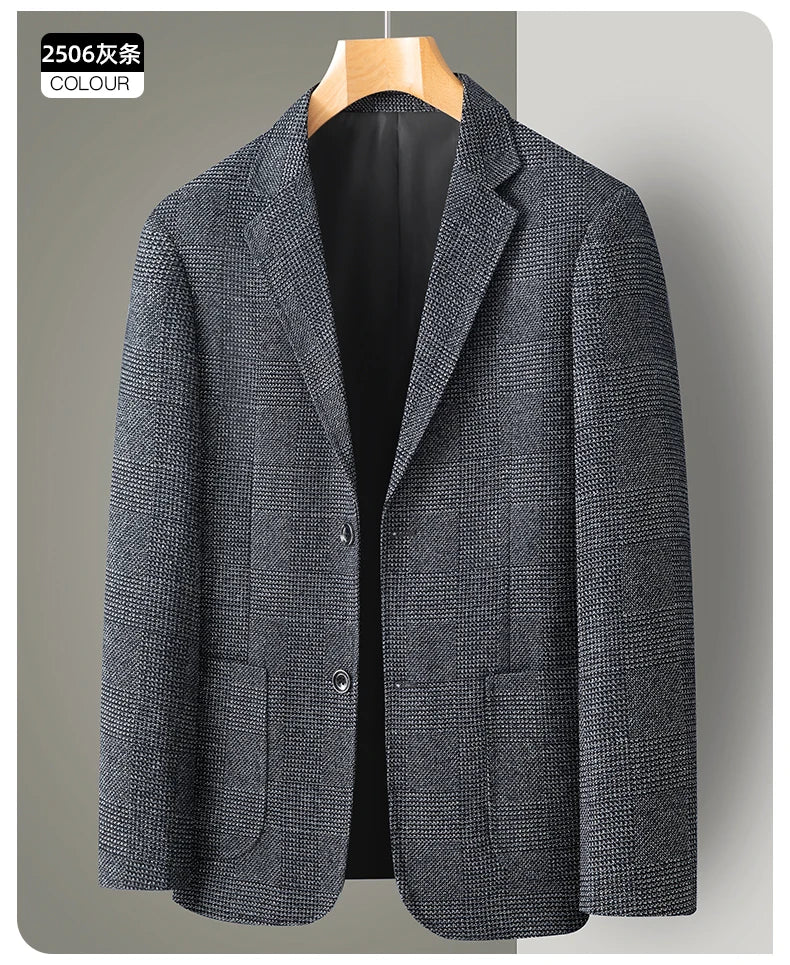 Men's Casual Loose Fit Blazer 13 Colors All-Season Plaid Suit Jacket for Men