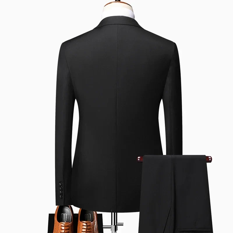 Men's Solid Color Formal Suit for Business, Banquet, and Wedding
