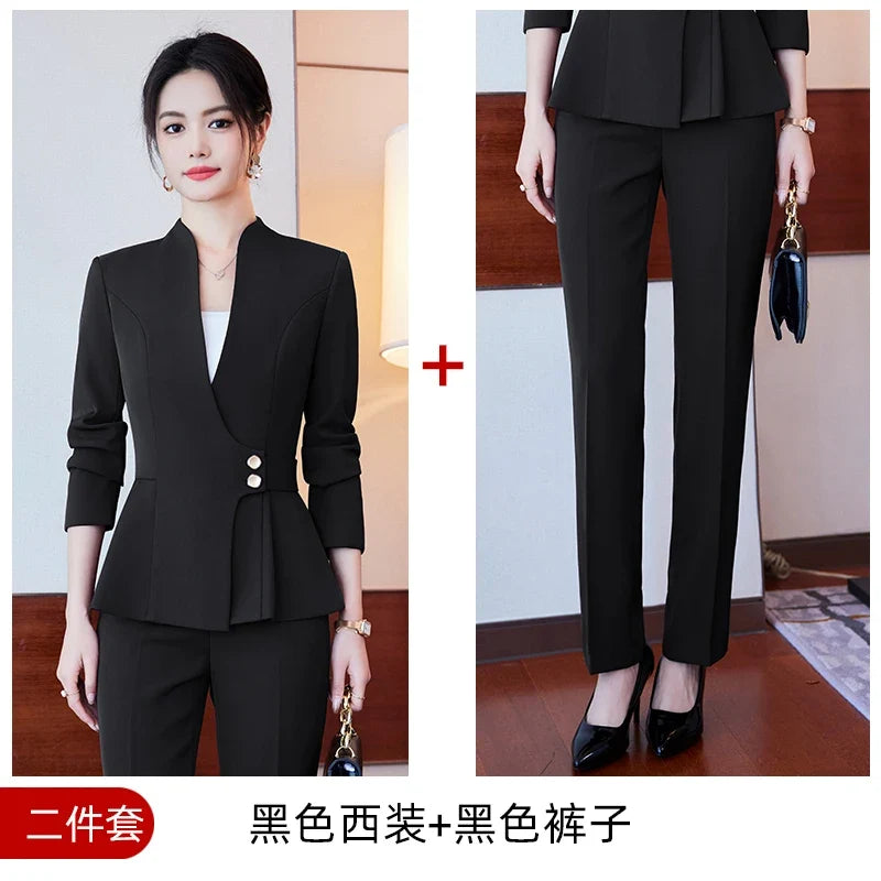 Long-Sleeved Suit for Women, Elegant Jacket and Trousers, Business and Work Uniform, Office Ladies, Special Fashion, 2025