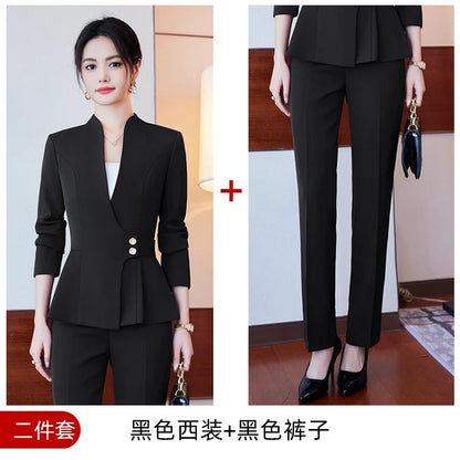 Long-Sleeved Suit for Women, Elegant Jacket and Trousers, Business and Work Uniform, Office Ladies, Special Fashion, 2025