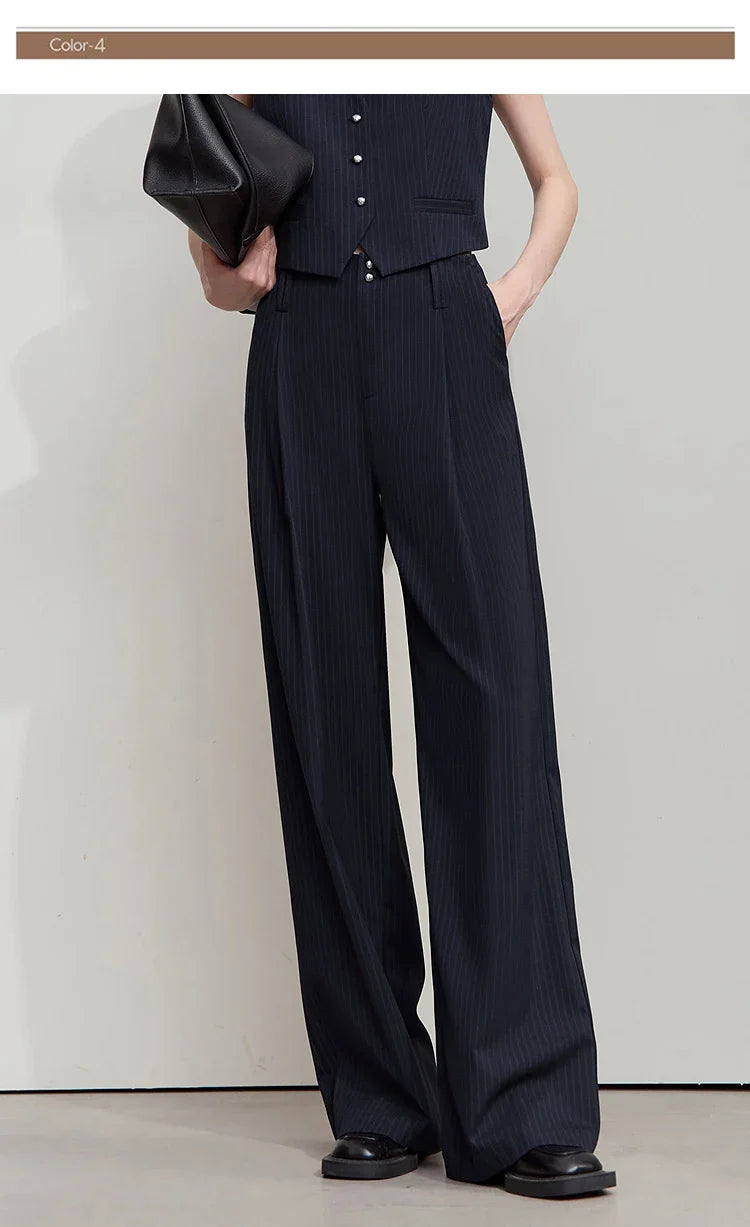 Pant for Woman 2025 Autumn New Versatile Ladies Clothing Commuter Style Striped Vest Casual Loose Sleeveless Women 12523089