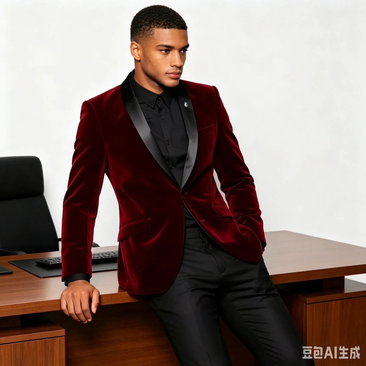 New Burgundy Velvet Blazer Wedding Men Shawl Lapel Casual Suit One Button Jacket Formal Male Fashion Party Suit Only One Coat