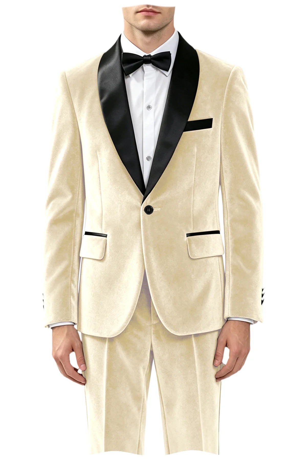 Men's Velvet 2-Piece Tuxedo Suit Satin Shawl Lapel Slim Fit Blazer & Pants for Wedding, Prom & Banquet
