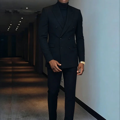 Men's 2 Pieces Business Casual Wedding Suit High-Quality Handsome European American Style For Business Party