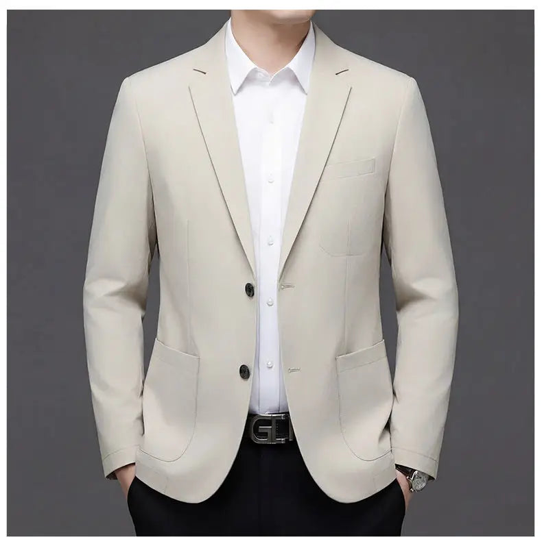 Men's Smart Casual Single-Breasted Collarless Blazer for Spring and Autumn