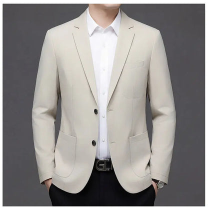 Men's Smart Casual Single-Breasted Collarless Blazer for Spring and Autumn