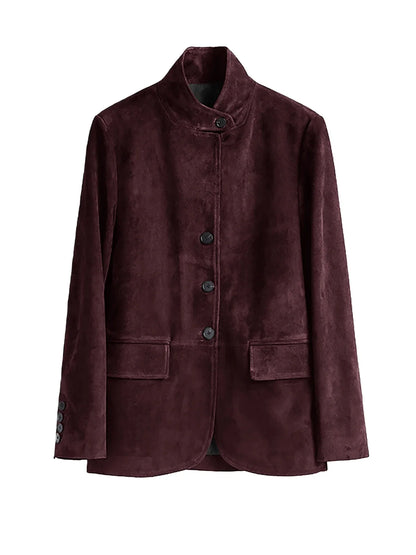 Men's Casual Blazer Maillard style Jacket Long Sleeve Solid Color Single Breasted Button Fashion Sport Coats Autumn Winter