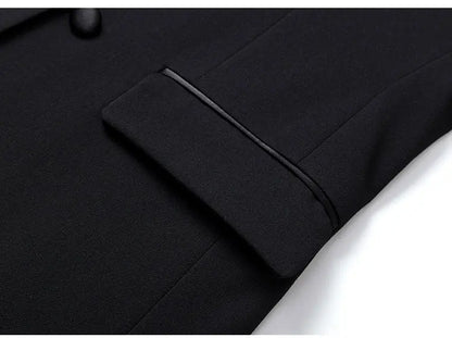 Patchwork Satin Double-breasted Designer Mens Black Blazer Hombre Elegant Groom Wedding Banquets Party Suits Jackets Coats 5XL