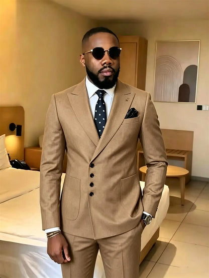 Slim Fit Men's Suits Single Breasted 2 Piece Jacket Pants Sets Wedding Formal Business Dinner Tuxedo High Quality Male Clothing