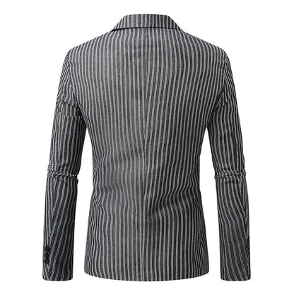 Striped Blazer Jacket Man Suits Luxury Sacos Hombres Elegantes 2025 Coats Men Casual Single Button Social Business Blazers Coats