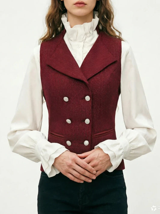 Victorian Vest Women Ladies Vintage Style Steampunk Waistcoat Double Breasted Vest