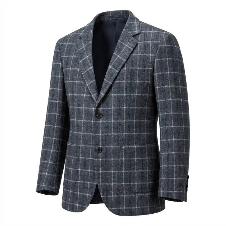 Mens Plaid Wool Blend Blazer Slim Fit Business Formal Suit Jacket Versatile Check Pattern Outerwear