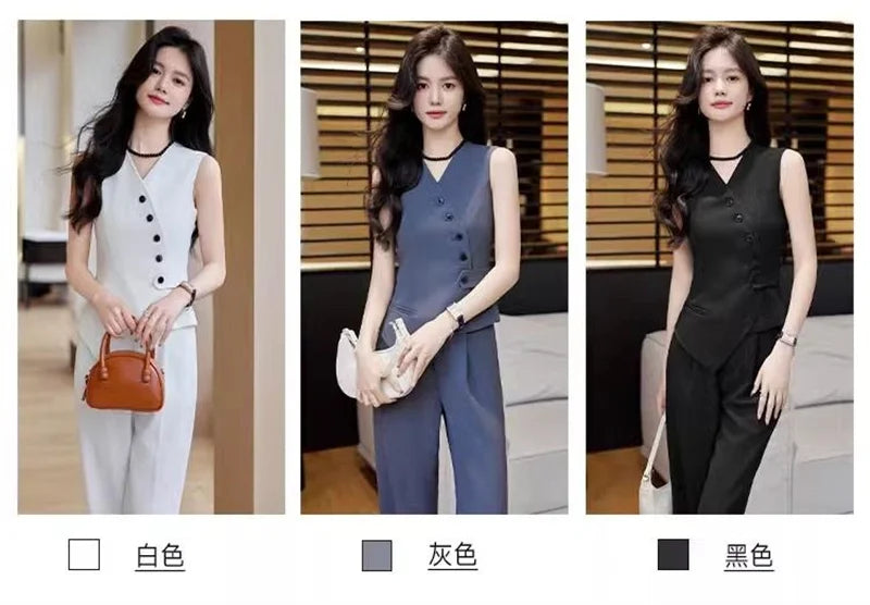2025 Spring Summer New Women's Blazer High End Casual Vest Waistcoat Female Professional Vest V-neck Sleeveless Short Jacket