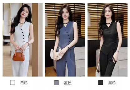 2025 Spring Summer New Women's Blazer High End Casual Vest Waistcoat Female Professional Vest V-neck Sleeveless Short Jacket