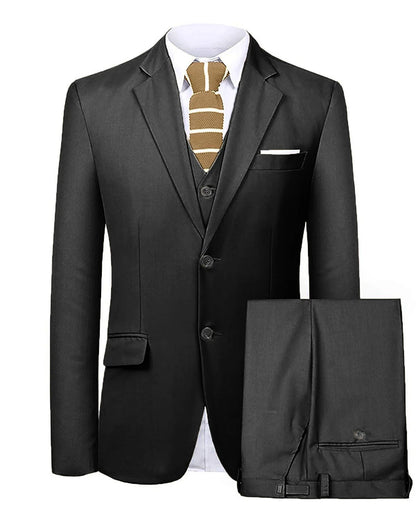 Men's 3 Pieces Suit Two Buttons Notch Lapel Jacket Waistcoat and Trousers Dinner Wedding Tuxedos Slim Fit Formal Business Suits