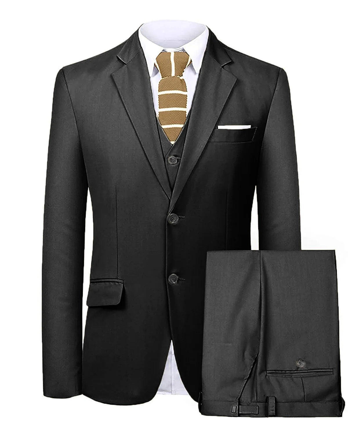 Men's 3 Pieces Suit Two Buttons Notch Lapel Jacket Waistcoat and Trousers Dinner Wedding Tuxedos Slim Fit Formal Business Suits