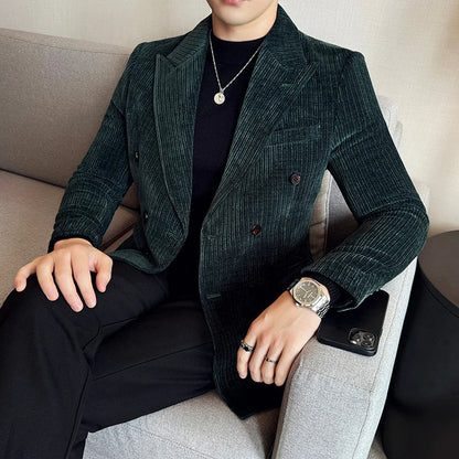 Luxury Velvet Men Blazers Autumn Winter Casual Business Suit Jackets Slim Fit Double-breasted Banquet Party Wedding Dress Jacket