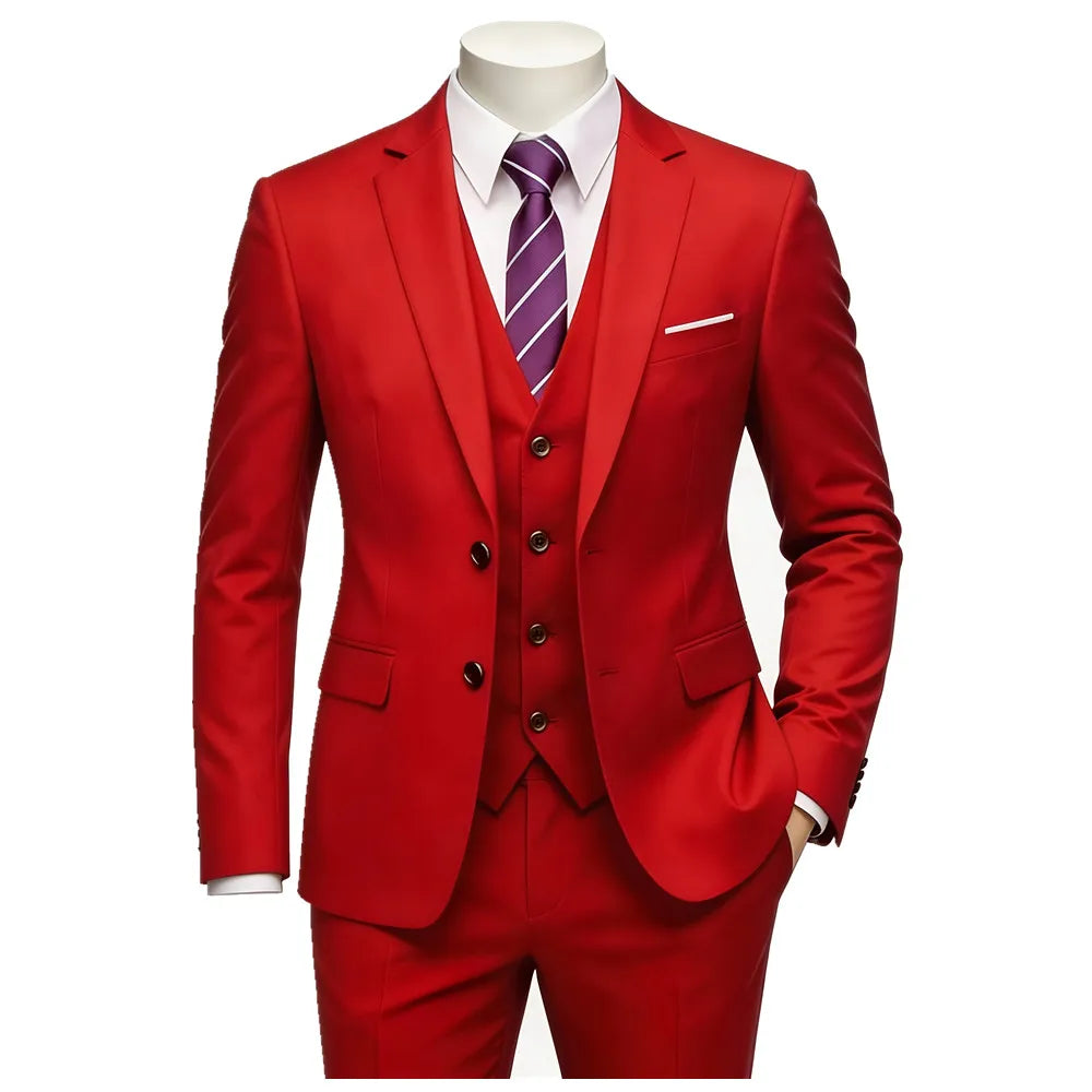 Classic Men'S 3Piece Suit Set, Consisting of a Suit Jacket, Vest, And Trousers. Suitable for Weddings, Business, Evening Parties