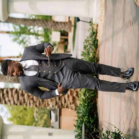 Men's 3 Piece Slim Fit Tuxedo Suits Set - Notched Lapel Blazer Vest Pants for Business Casual Groom Party Costume Homme