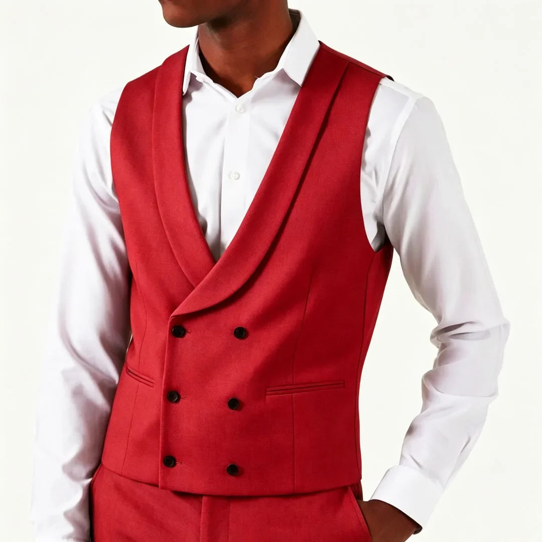 Men's Formal Vest – Double Breasted Lapel Waistcoat for Weddings & Business