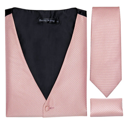 Men's Suit Vest and Tie Set – Single Breasted Waistcoat with Necktie and Pocket Square for Weddings and Business Events