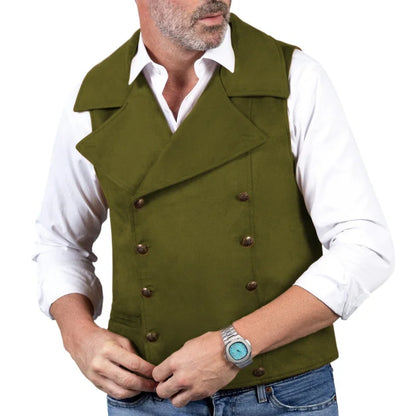 Men's Formal Vest Double Button Frosted Velvet Waistcoat for Weddings and Banquets