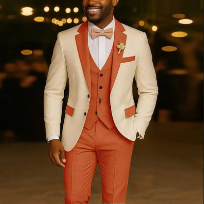 Costume de mariage 3 pièces formel pour homme, costume de marié, coupe ajustée, revers cranté, veste, gilet, pantalon pour affaires, bureau, banquet, tenues pour hommes