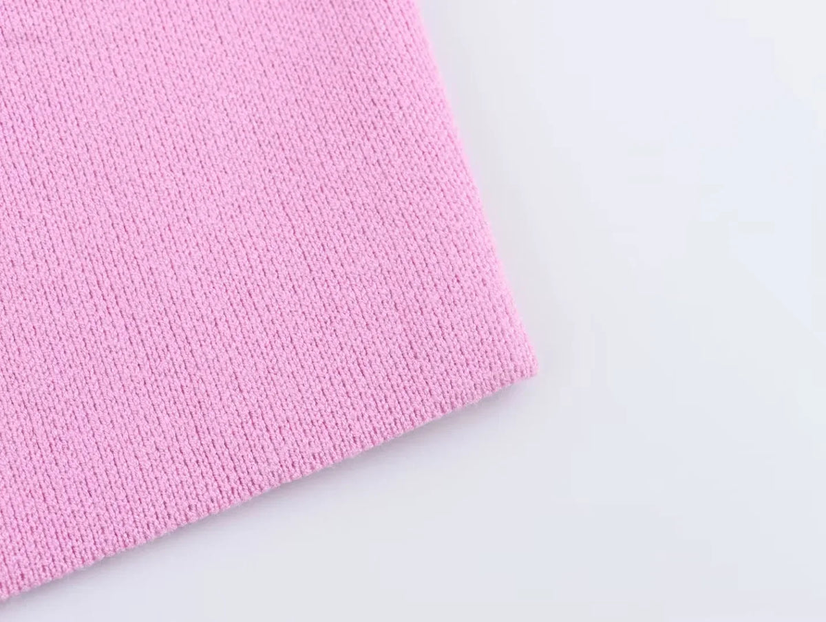 Sweater Lady Vests Sleeveless Pink Knitted Vest For Women Fall Round Neck Short Sweaters Vests Elegant Knit Vests Woman